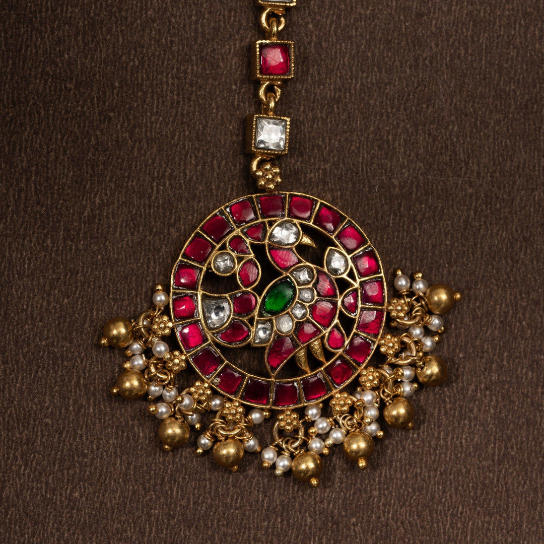 92.5 Silver Chakra-Mor Kundan Tikka | SHOBITAM