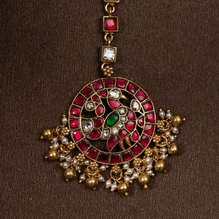 92.5 Silver Chakra-Mor Kundan Tikka | SHOBITAM