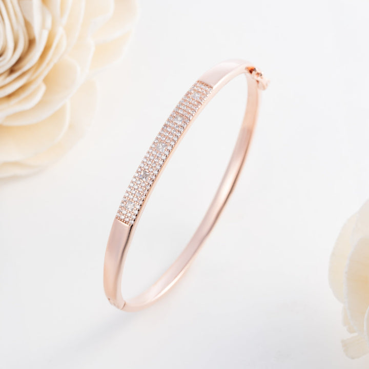 92.5 Silver, 24kt Gold Polish Aurika Rose Gold Kada  | SHOBITAM