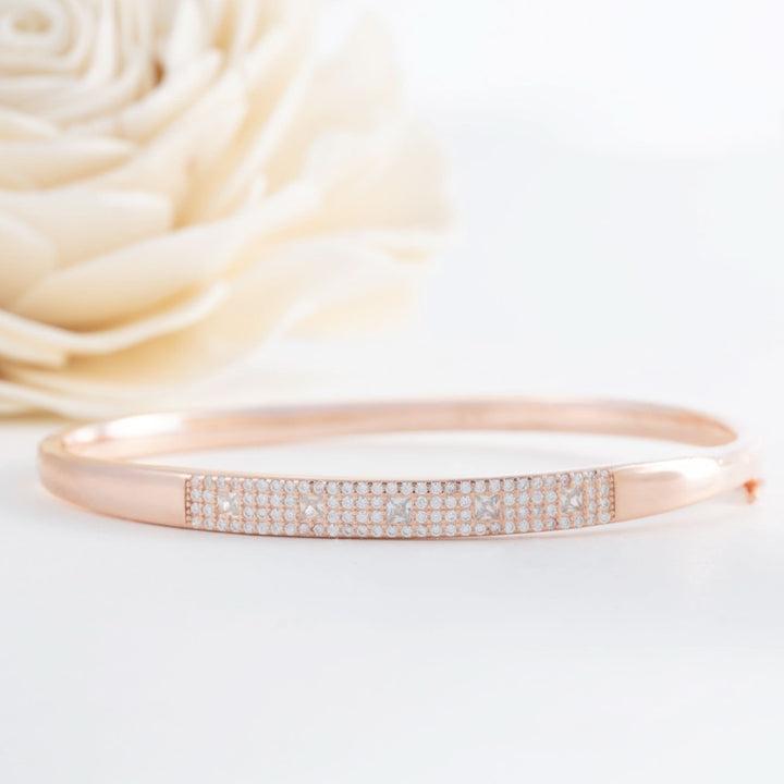 92.5 Silver, 24kt Gold Polish Aurika Rose Gold Kada  | SHOBITAM