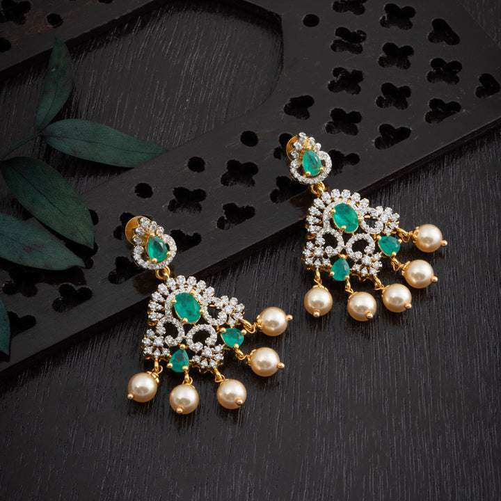 92.5 Silver, 24kt Gold Polish Gajora CZ Pendant Set | SHOBITAM