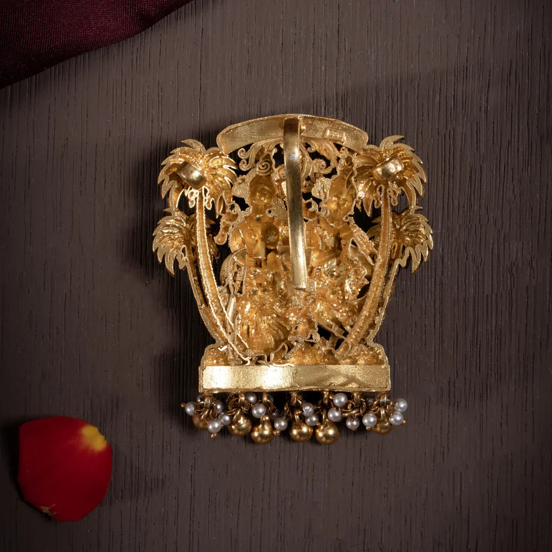 92.5 Silver, Gold Plated Radha-Krishna Vana Pendant