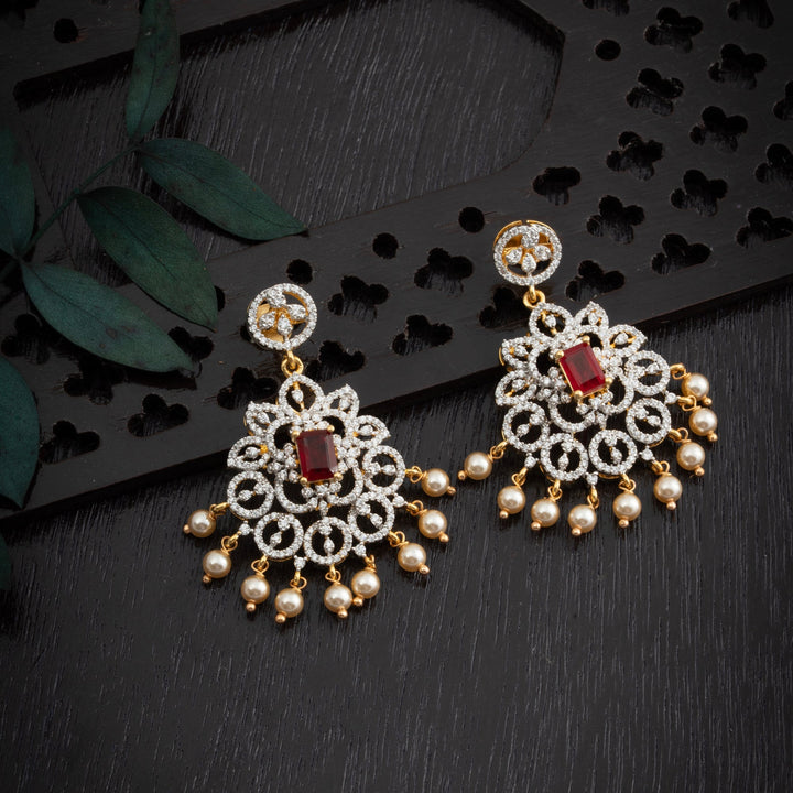 92.5 Silver, Gold Plated, Red-Ruby CZ Pendant Set | SHOBITAM
