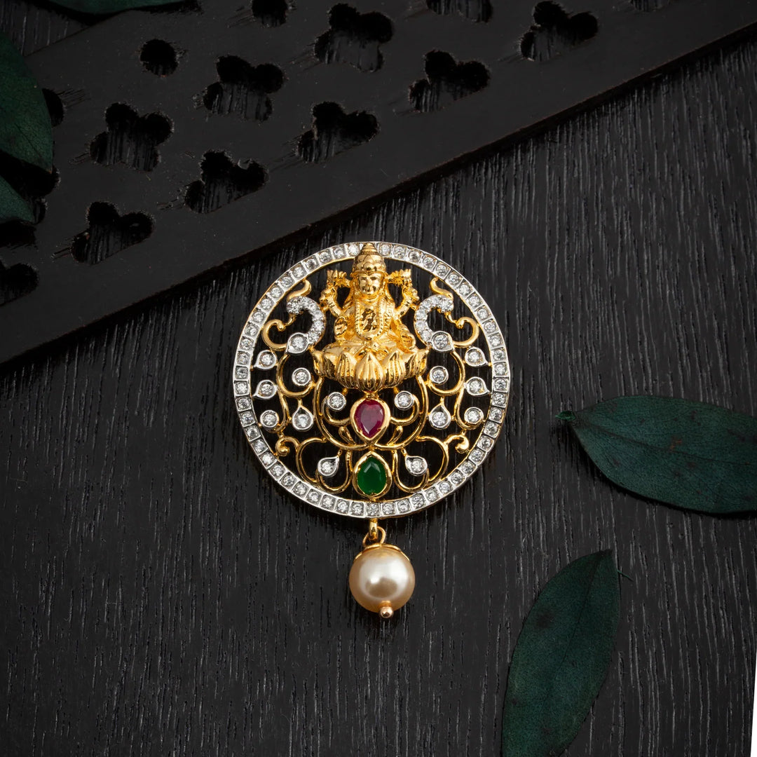 92.5 Silver, Gold Polish Mahalaksha Temple Pendant