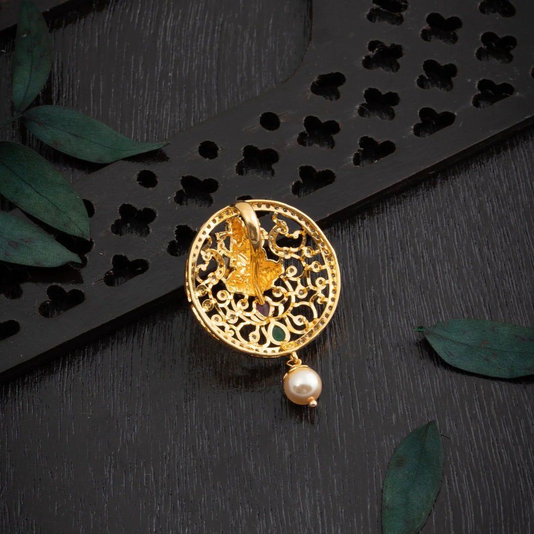 92.5 Silver, Gold Polish Mahalaksha Temple Pendant