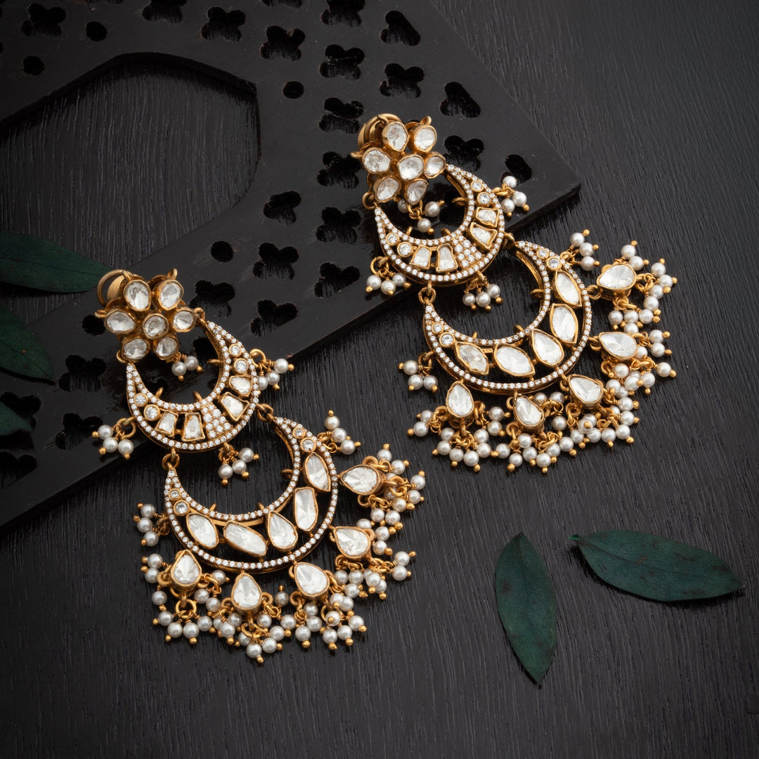92.5 Silver, Gold Plated, Florvane Moissanite Danglers