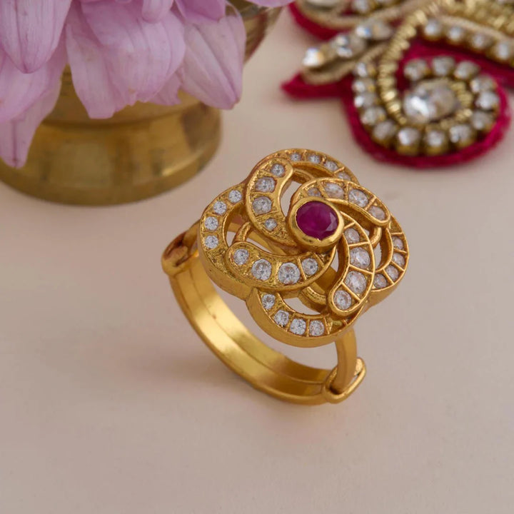 Pure 92.5 Silver, Gold Plated Roohgul Ring