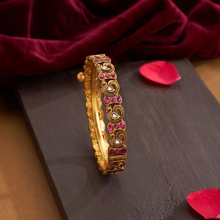 92.5 Silver, 24kt Gold Polish Moraniya Nakash Kangan | SHOBITAM