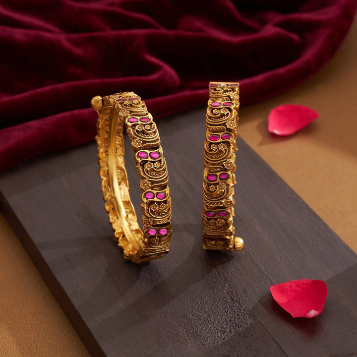 92.5 Silver, 24kt Gold Polish Kusumgandh Kundan Bangles  | SHOBITAM