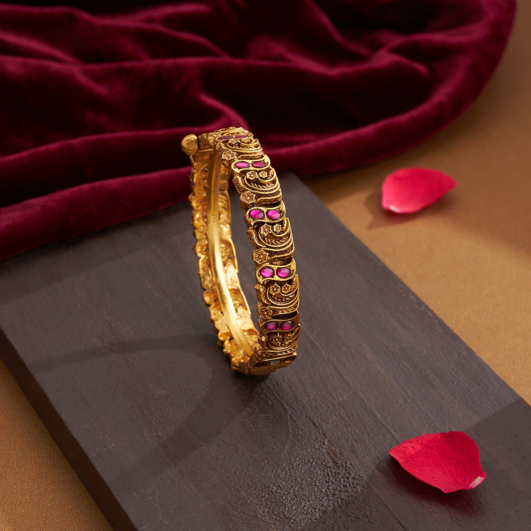92.5 Silver, 24kt Gold Polish Kusumgandh Kundan Bangles  | SHOBITAM