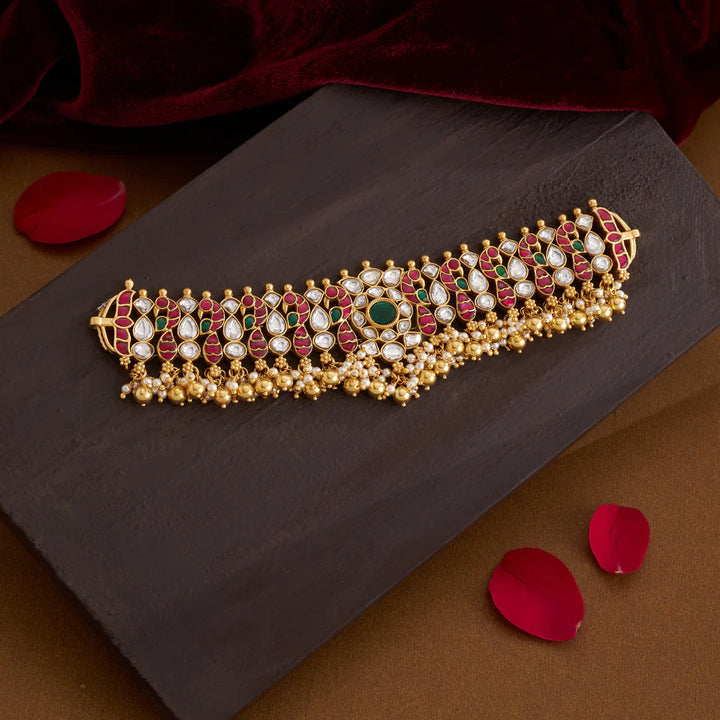 Pure 92.5 Silver, Gold Plated Mayurraj Choker