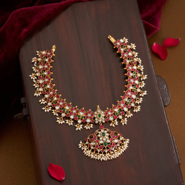 Pure 92.5 Silver, Gold Plated Gulzarika Necklace
