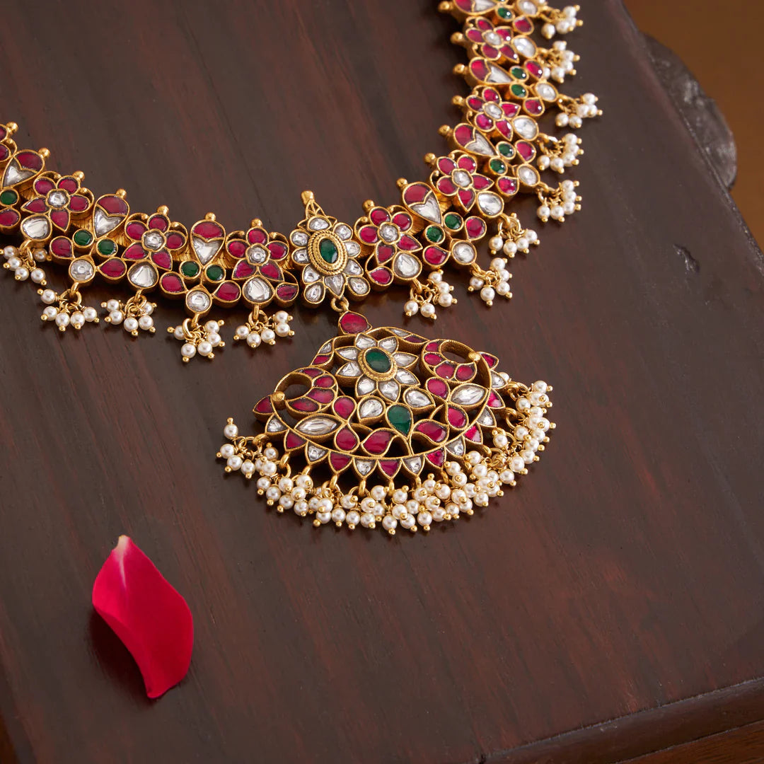 Pure 92.5 Silver, Gold Plated Gulzarika Necklace