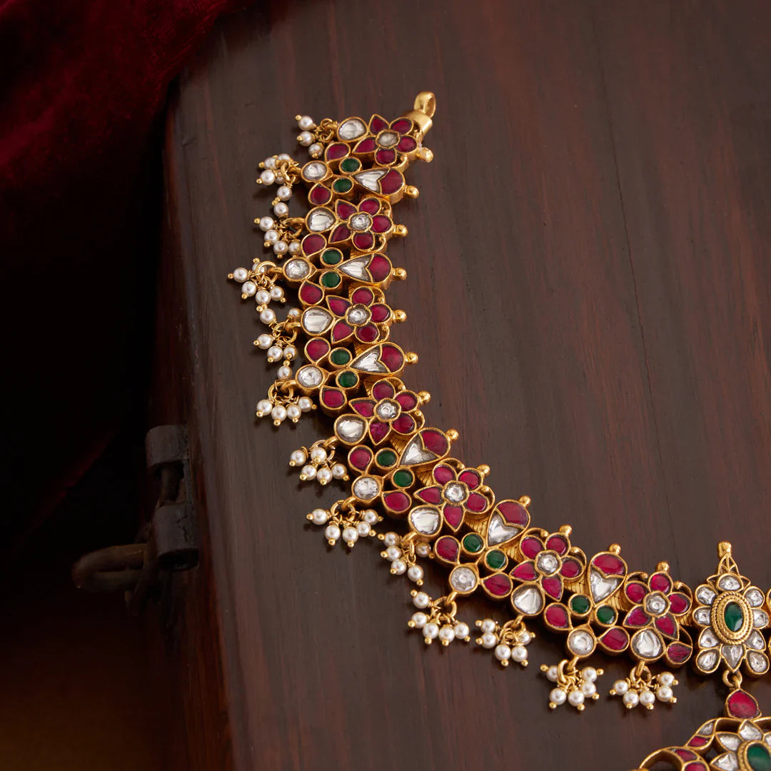Pure 92.5 Silver, Gold Plated Gulzarika Necklace