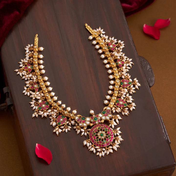 Pure 92.5 Silver, Gold Plated Gutupasala Kanika Necklace