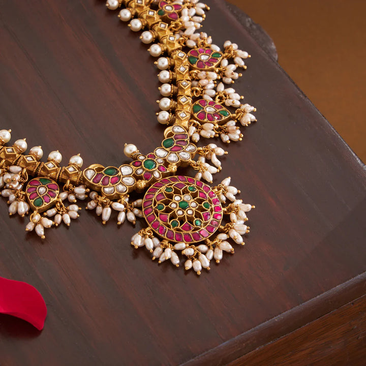 Pure 92.5 Silver, Gold Plated Gutupasala Kanika Necklace