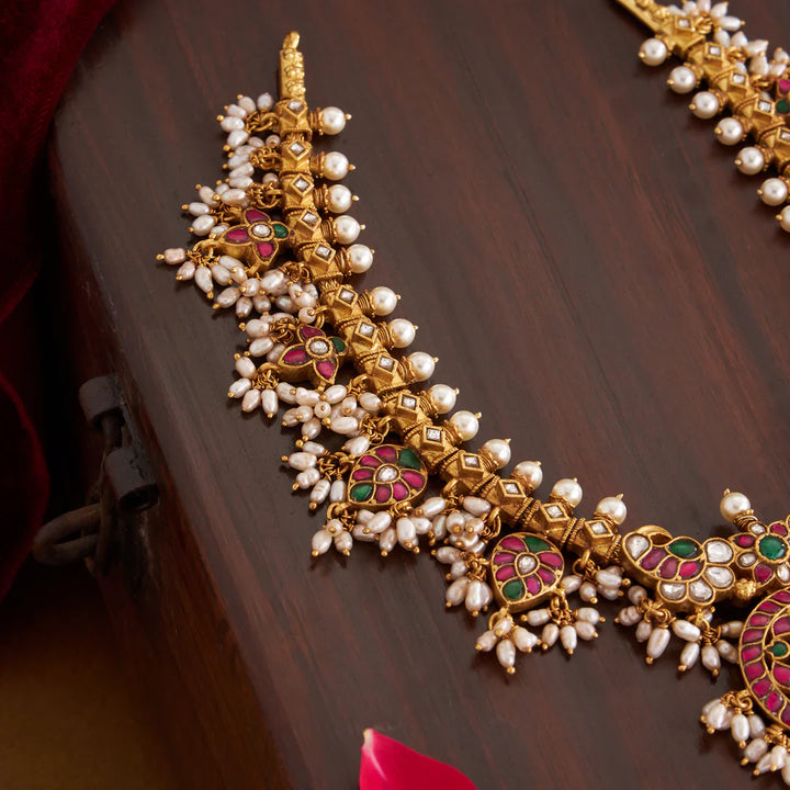 Pure 92.5 Silver, Gold Plated Gutupasala Kanika Necklace