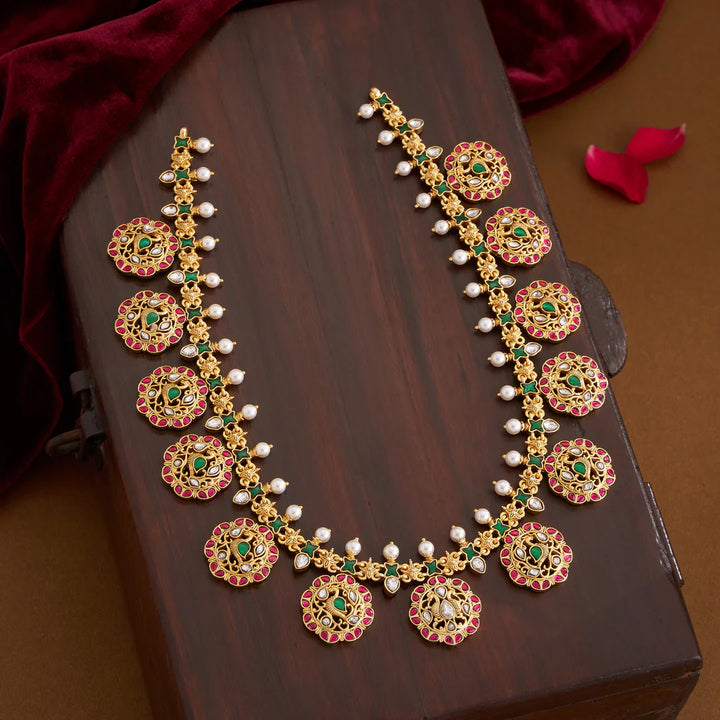 Pure 92.5 Silver, Gold Plated Bottumayur Necklace