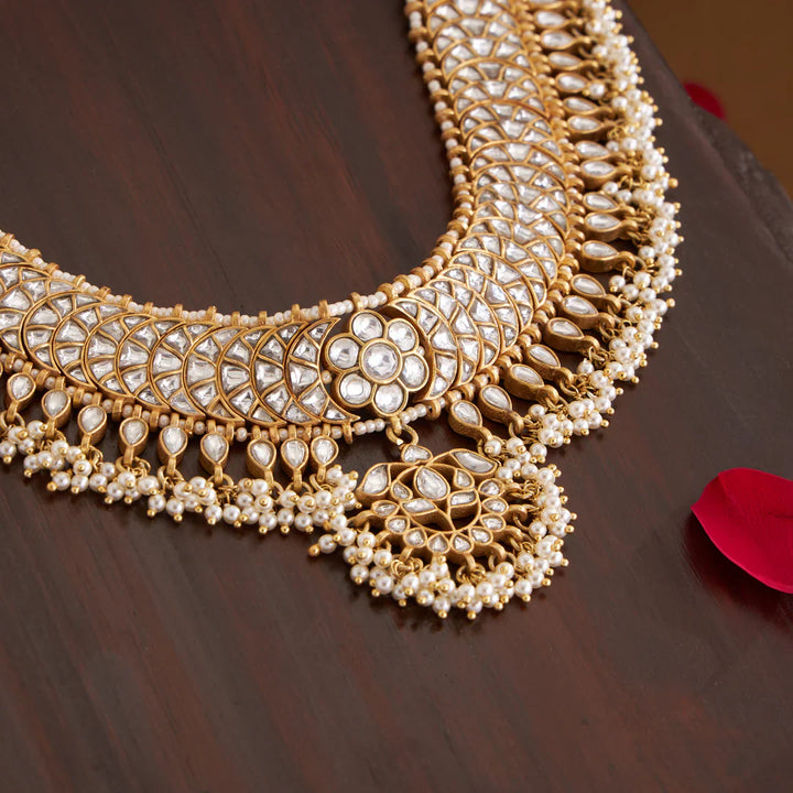 Pure 92.5 Silver, Gold Plated Kundan Kalakriti Choker
