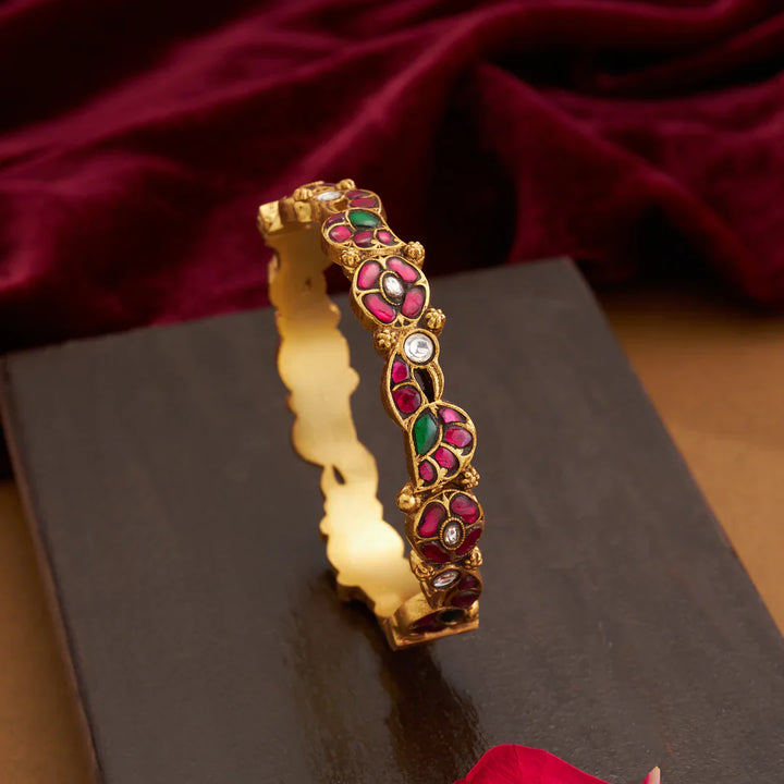 92.5 Silver, Gold Plated Mayurdiva Bangles