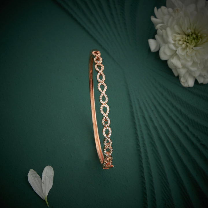 92.5 Silver, 24kt Gold Polish Evermore Infinity Kada  | SHOBITAM