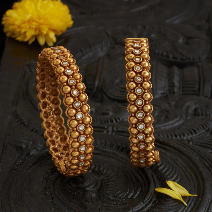 92.5 Silver, Gold Plated Amoria Beads Bangles