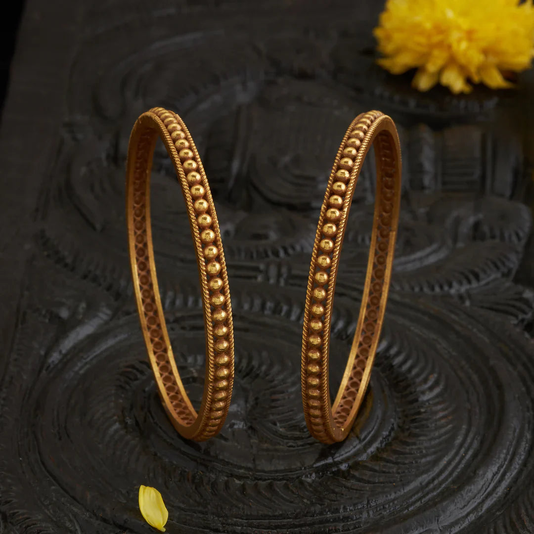 92.5 Silver, Gold Plated Ruhani Beads Bangles