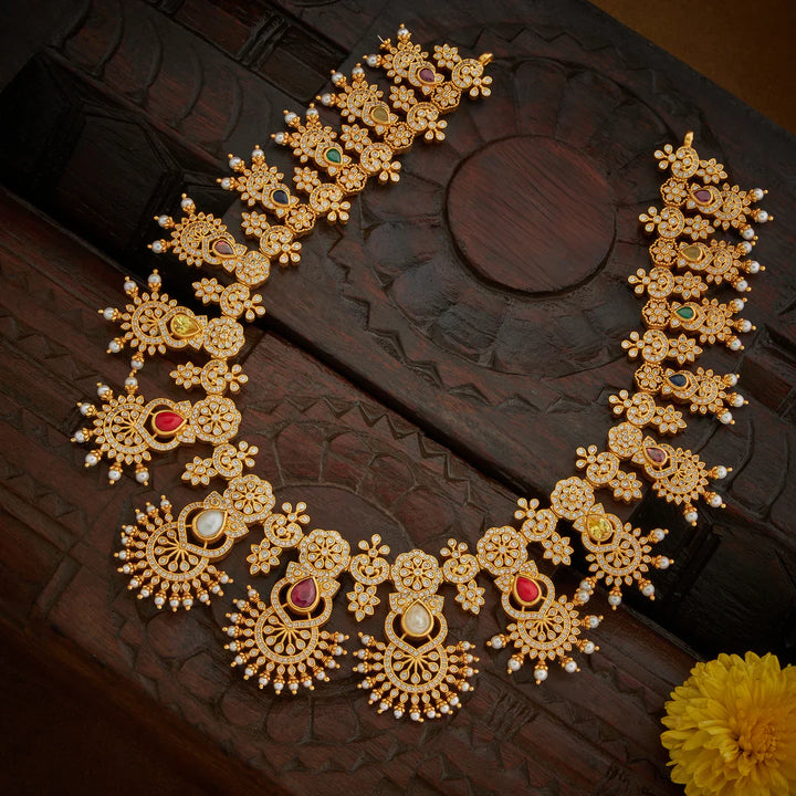 Pure 92.5 Silver, Gold Plated Jal-Roshni Long Necklace