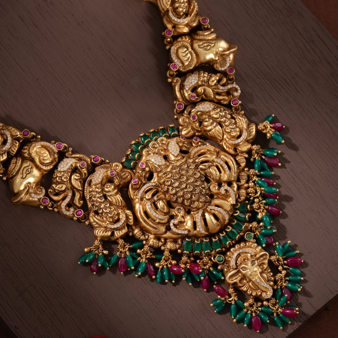 Stunning 92.5 Silver, Gold Plated Dvirmukha Haaram