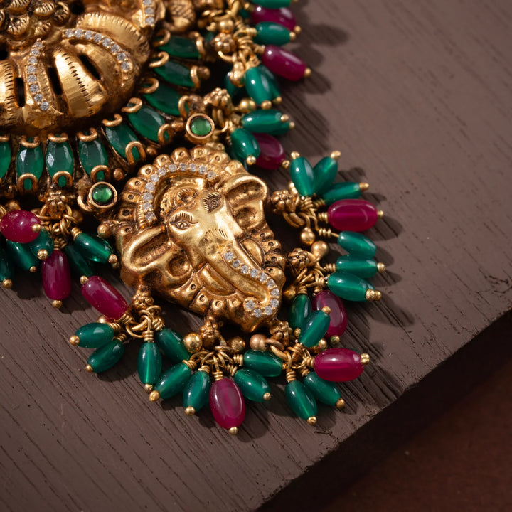 Stunning 92.5 Silver, Gold Plated Dvirmukha Haaram