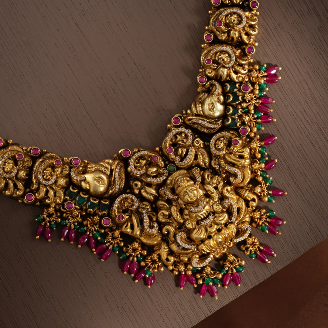 Stunning 92.5 Silver, Gold Plated Jyotilakshmi Necklace