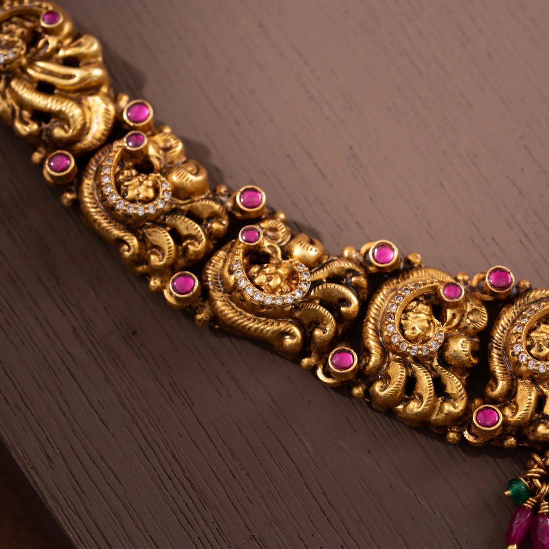 Stunning 92.5 Silver, Gold Plated Jyotilakshmi Necklace