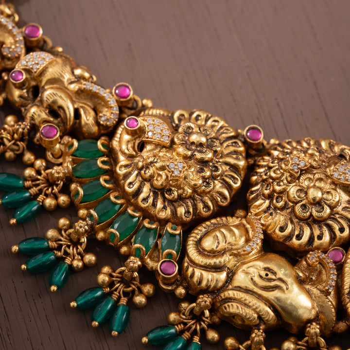 Stunning 92.5 Silver, Gold Plated Shree Ashta Short Necklace