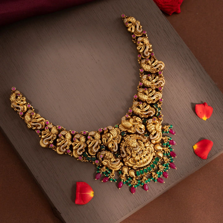 Stunning 92.5 Silver, Gold Plated Jyotilakshmi Necklace