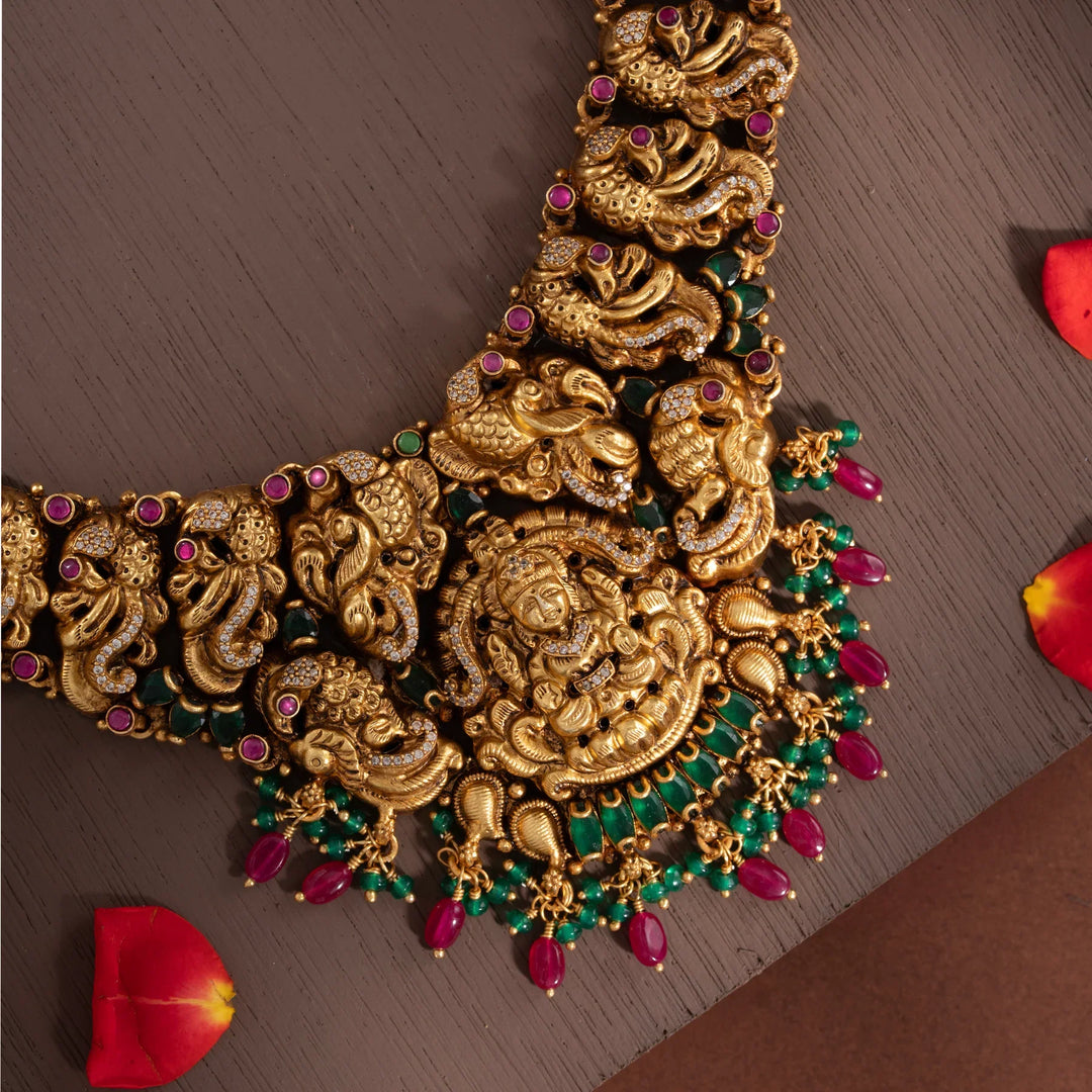 Stunning 92.5 Silver, Gold Plated Jyotilakshmi Necklace