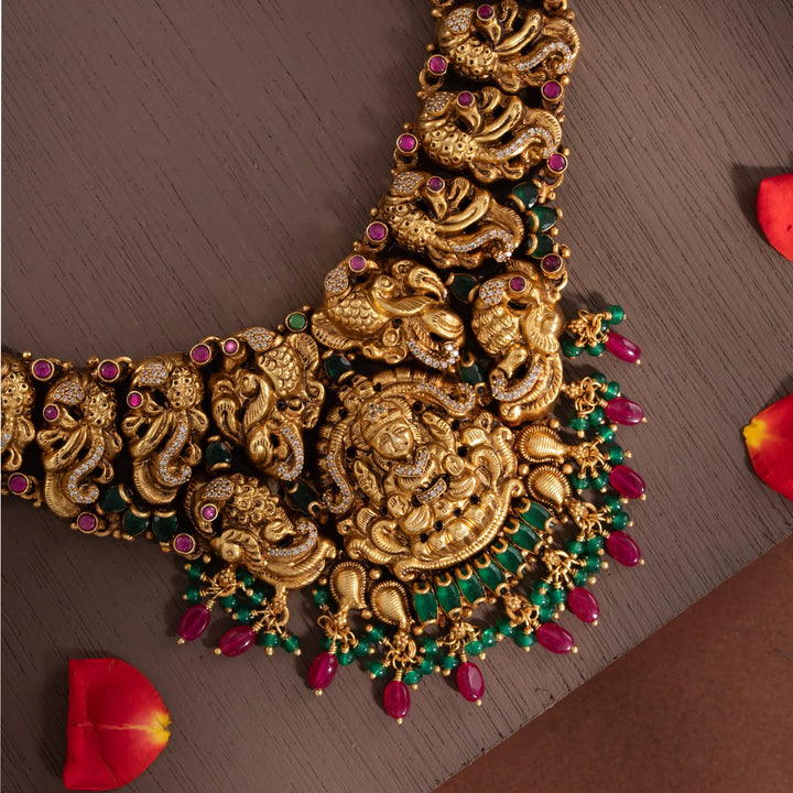 Stunning 92.5 Silver, Gold Plated Jyotilakshmi Necklace