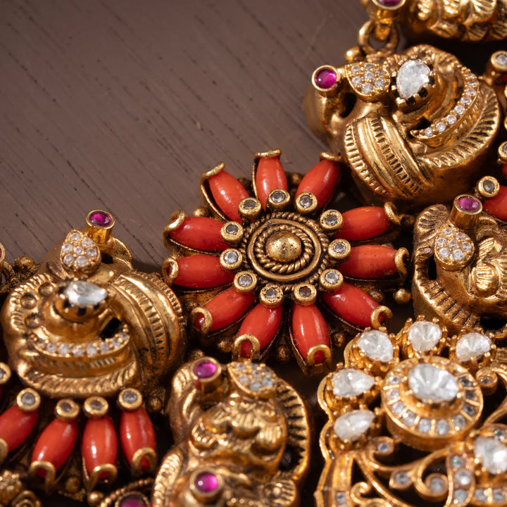 Stunning 92.5 Silver, Gold Plated Ishwari Mor Haaram