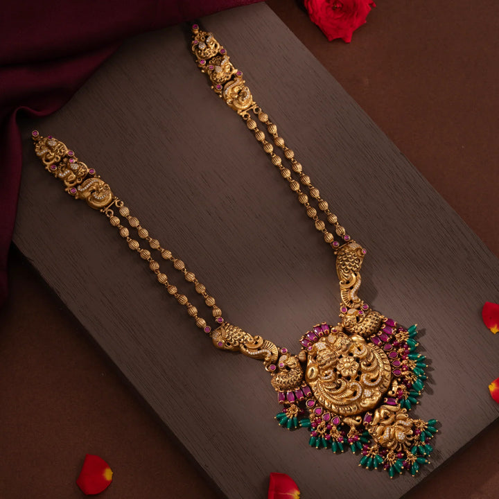 Stunning 92.5 Silver, Gold Plated Neelashikha Haaram