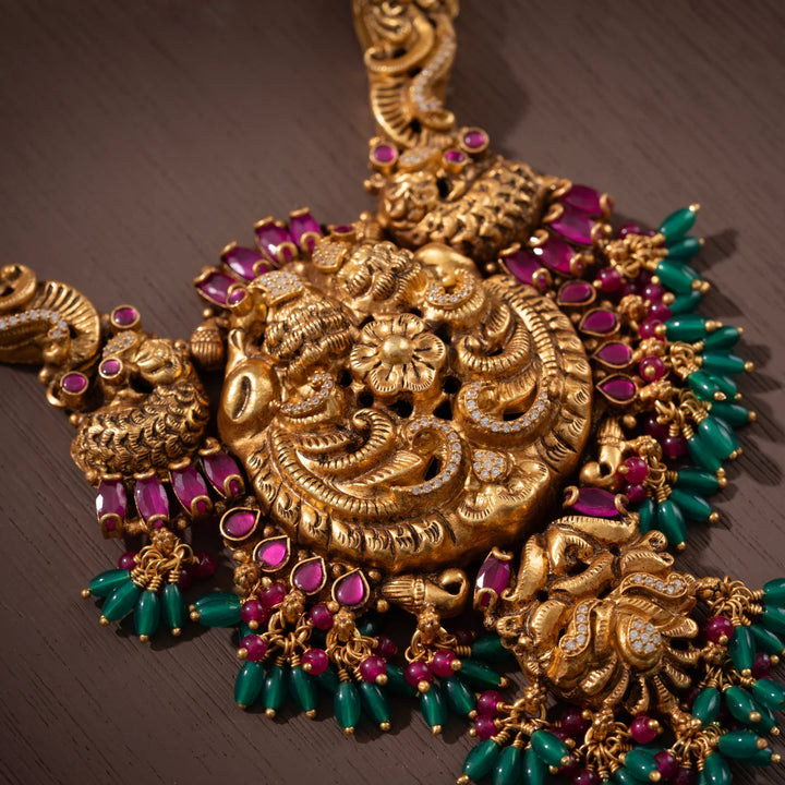 Stunning 92.5 Silver, Gold Plated Neelashikha Haaram