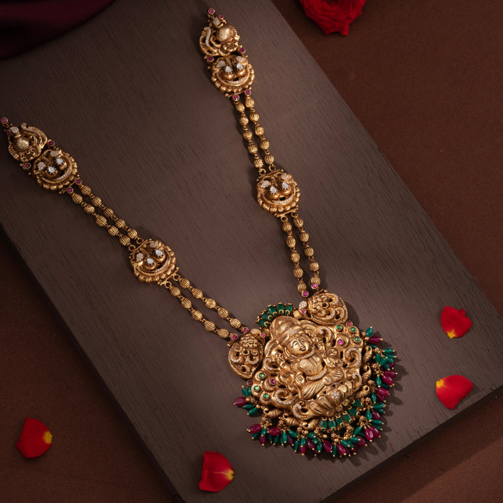 92.5 Silver, Gold Plated,Manoharini Haar Necklace | SHOBITAM