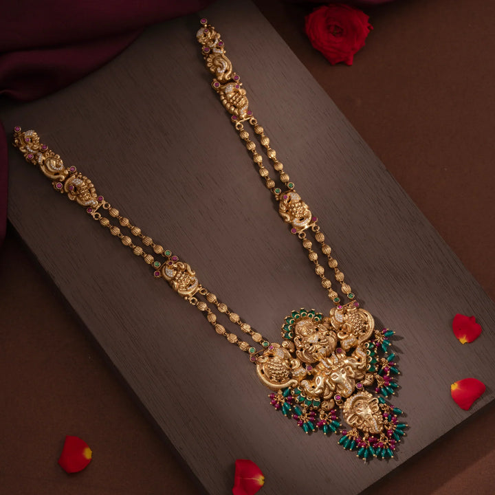 Stunning 92.5 Silver, Gold Plated Satyalakshmi Haaram