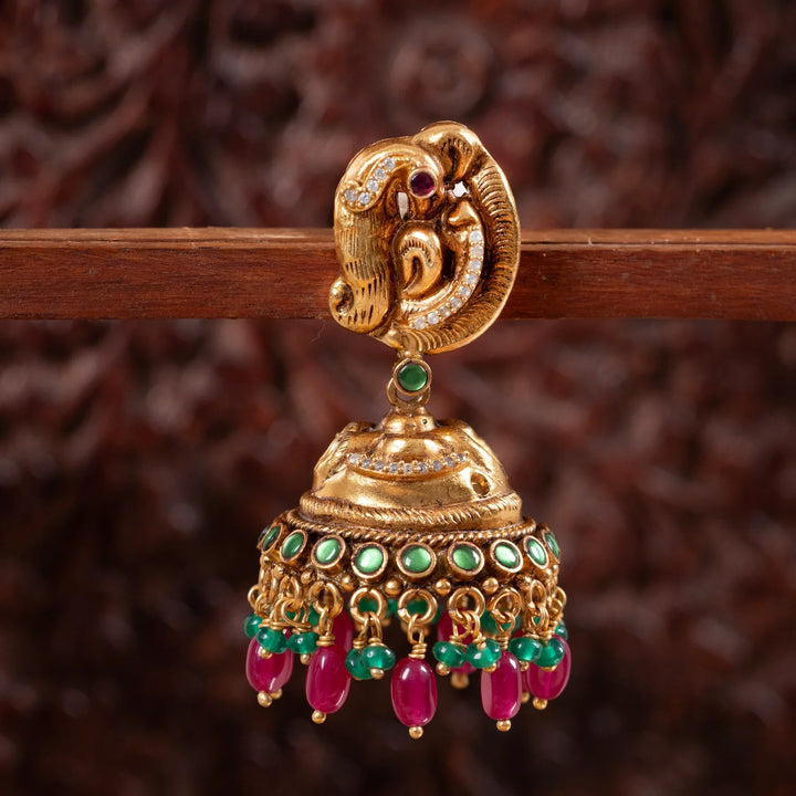 Pure 92.5 Silver,Gold Plated Mayurielle Jhumka