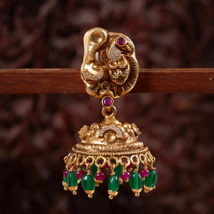 Pure 92.5 Silver,Gold Mor Vibhuti Jhumki