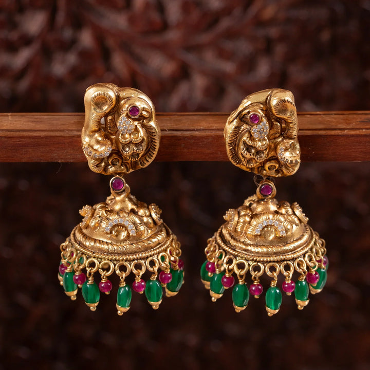 Pure 92.5 Silver,Gold Mor Vibhuti Jhumki