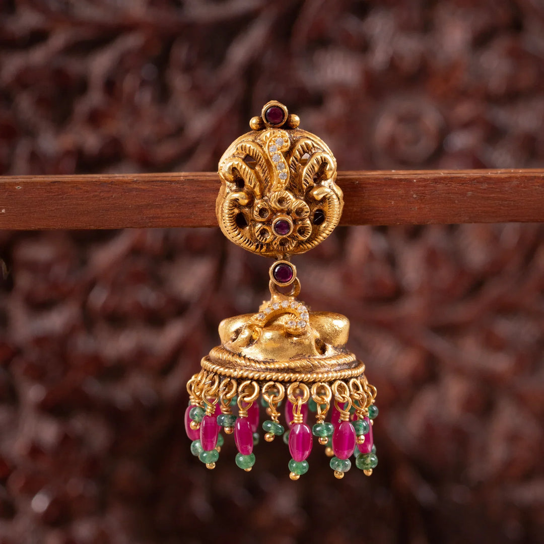 Pure 92.5 Silver,Gold Plated Madhavi Jhumka