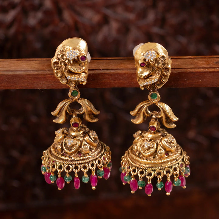 Pure 92.5 Silver,Gold Plated Mor Patra Jhumka
