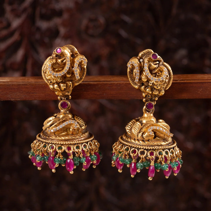 Pure 92.5 Silver,Gold Nakshi Morangana Jhumki