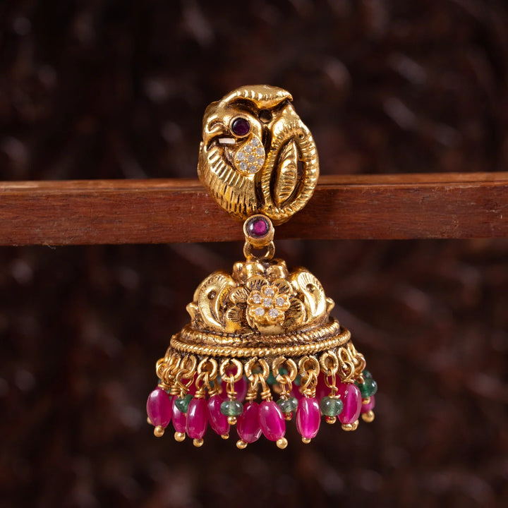 Pure 92.5 Silver,Gold Swarnim Mor Jhumki