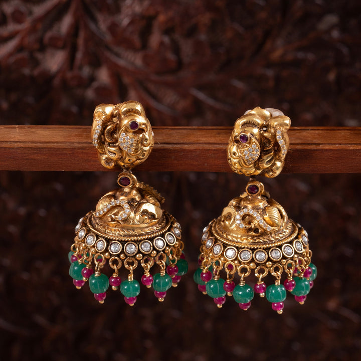 92.5 Silver, Gold Plated,Naksh Plumira Jhumki | SHOBITAM
