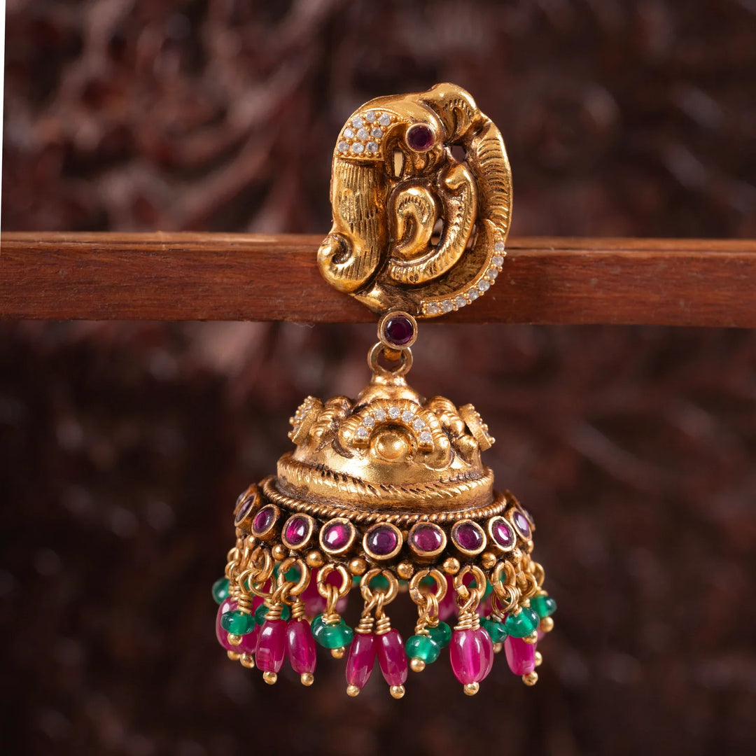 Pure 92.5 Silver,Gold Plated Anokhi Mor Jhumki